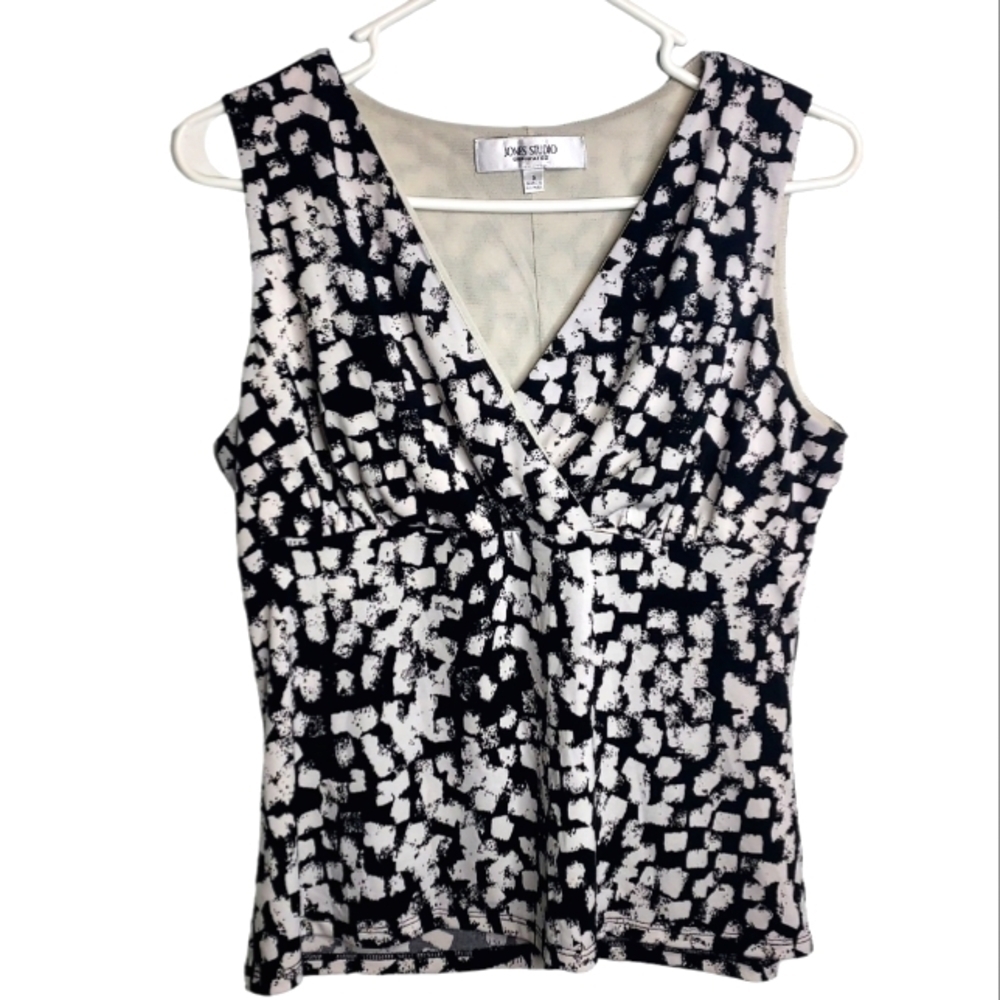 Jones STUDIO WOMENS BLACK&WHITE SLEEVLESS TOP SIZE SMALL